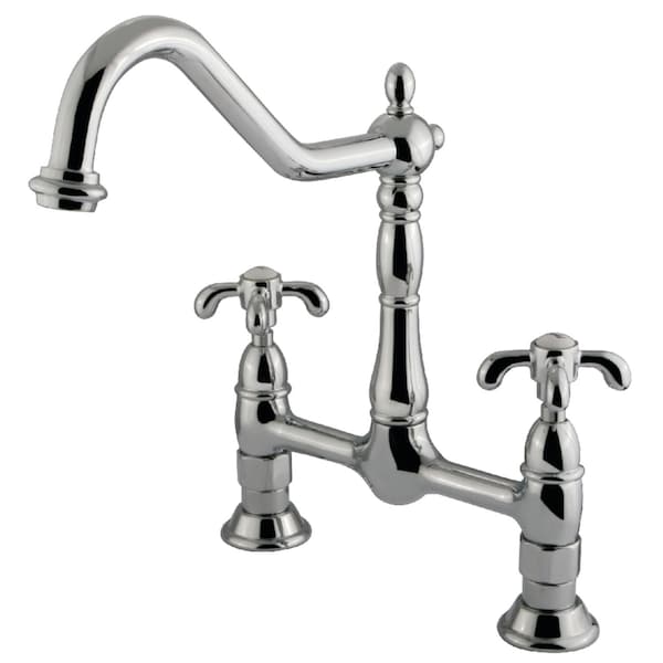 KS1171TX French Country Bridge Kitchen Faucet, Polished Chrome